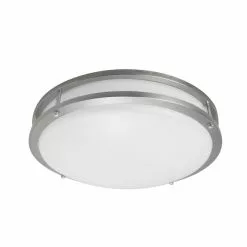 Project Source Round Flush Mount Ceiling Light - LED - 14-in - Metal/Acrylic - Brushed Nickel