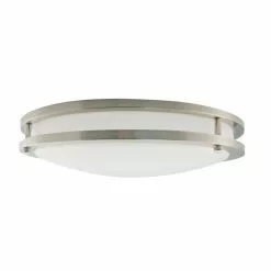 Project Source Round Flush Mount Ceiling Light - LED - 14-in - Metal/Acrylic - Brushed Nickel -Style Selections Sales Store 03245019c L