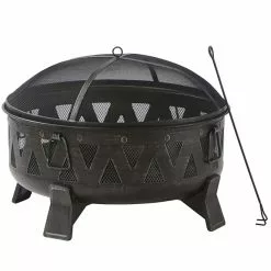 Style Selections Fire Pit - Antique Steel - Wood Burning - 21 21/32-in H x 30-in W x 30-in D