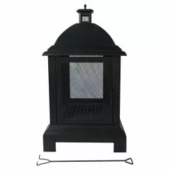 Style Selections Steel Outdoor Fireplace - 24 x 44-in - Black