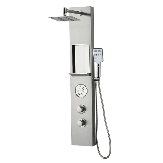 Style Selections Shower Panel - 7 7/8-in x 47 1/4-in - Square Head - Stainless Steel 3 Style Selections Shower Panel - 7 7/8-in x 47 1/4-in - Square Head - Stainless Steel