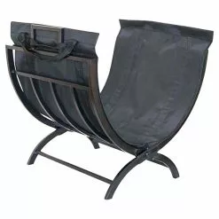 Foldable Log Holder and Tote - Black