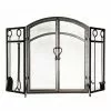 Style Selections 50.3-in Eggshell Black Powder Coated Steel 3-Panel Arched Twin Fireplace Screen