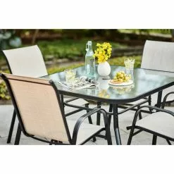 Style Selections 42-in Pelham Bay Square Glass and Black Metal Table -Style Selections Sales Store 30736975d L