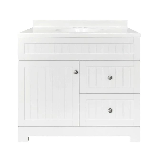 Style Selections Ellenbee Bathroom Vanity with Top - White - 1-Door/2-Drawer - 36-in 3 Style Selections Ellenbee Bathroom Vanity with Top - White - 1-Door/2-Drawer - 36-in