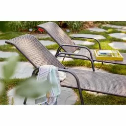 Style Selections Pelham Bay Woven Lounge Chair - 79-in x 35.5-in x 27-in - Steel and Brown Wicker -Style Selections Sales Store 32017987c L