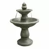 Infinity 2-Tier Outdoor Fountain with Pedestal - 21.85-in - Cement - Grey -Style Selections Sales Store 33905503 L