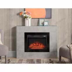 Style Selections Rossa Electric Fireplace with Timer - 23-in - Cement Ash -Style Selections Sales Store 35025011c L