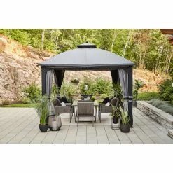 Allen + Roth 10-ft x 12-ft Black and Grey Gazebo with Dome-Shaped Roof 7 Allen + Roth 10-ft x 12-ft Black and Grey Gazebo with Dome-Shaped Roof -Style Selections Sales Store 38115290b L