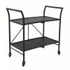 Style Selections Pelham Bay 33-in x 19-in Black Steel Foldable Patio Serving Cart