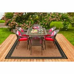 Style Selections Spruce Hills Rectangular Patio Dining Table - 63-in x 38-in - Steel, Wicker and Glass -Style Selections Sales Store 41535308d L