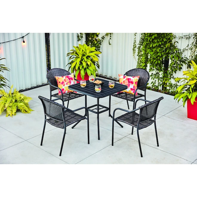 Style Selections Pelham Bay Black Steel Square Patio Bistro Table 6 Style Selections Pelham Bay Black Steel Square Patio Bistro Table - Image 4
