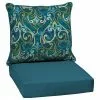 Style Selections Reversible Deep-Seating Chair Cushion Set - Damask/Solid Pattern - 2-Piece