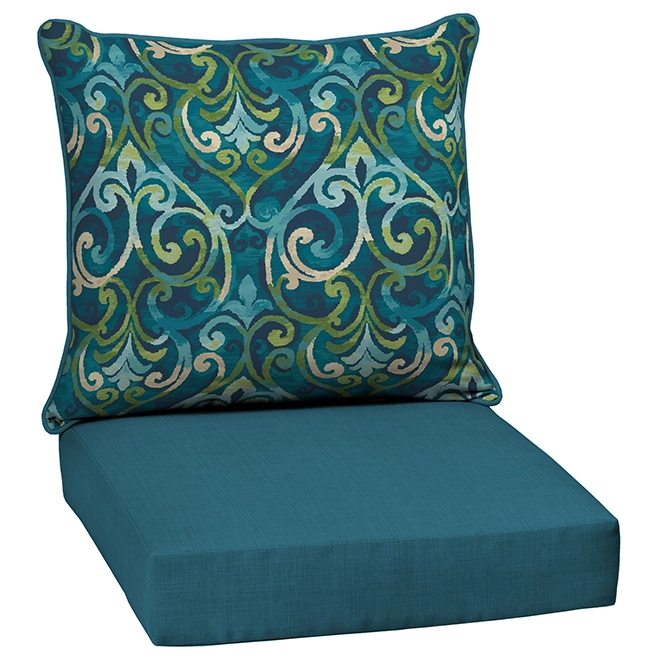 Style Selections Reversible Deep-Seating Chair Cushion Set - Damask/Solid Pattern - 2-Piece 3 Style Selections Reversible Deep-Seating Chair Cushion Set - Damask/Solid Pattern - 2-Piece
