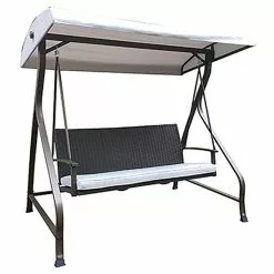 Style Selections - Swing with Canopy - Wicker and Metal - Brown and Grey