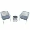 Style Selections 3-Piece Metal Frame Patio Conversation Set with Grey Cushions