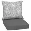 Style Selections 2-Piece Tybalt Damask Grey Deep Seat Patio Chair Cushion