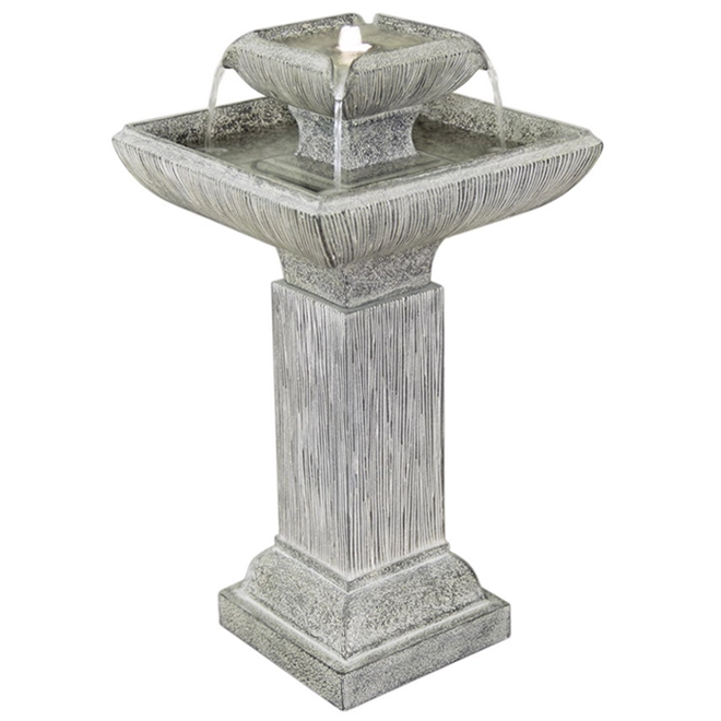 Style Selections 2-Tier Illuminated Fountain - 25.7-in - Resin - Grey 3 Style Selections 2-Tier Illuminated Fountain - 25.7-in - Resin - Grey