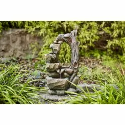 Style Selections 24-in Grey Resin Lighted Log Fountain -Style Selections Sales Store 47635014b L