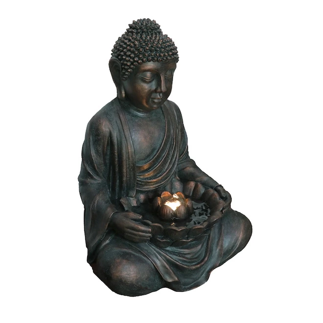 Style Selections 25-in x 18-in Bronze Resin Buddha Fountain 3 Style Selections 25-in x 18-in Bronze Resin Buddha Fountain
