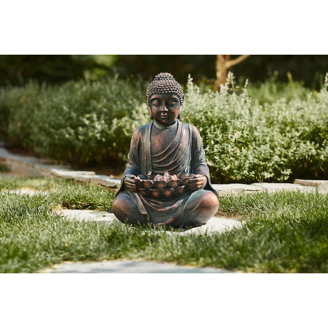 Style Selections 25-in x 18-in Bronze Resin Buddha Fountain 4 Style Selections 25-in x 18-in Bronze Resin Buddha Fountain - Image 2