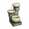Style Selections 18-in x 17-in Grey Resin 3-Bowl Lighted Fountain
