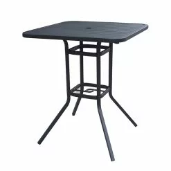 Style Selections Square Outdoor Table - Steel - 33-in x 33-in x 39-in - Matte Black