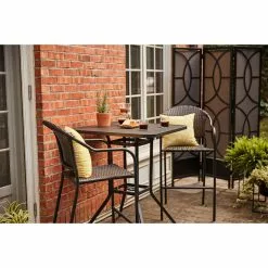 Style Selections Pelham Bay Bar Chair - Wicker - Stackable - Black - 24-in x 44.75-in x 22-in -Style Selections Sales Store 47865001b L