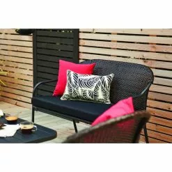 Pelham Bay Patio Loveseat - Woven Wicker - 2 Seats - Black -Style Selections Sales Store 47865003d L
