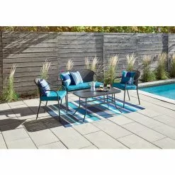 Style Selections Pelham Bay Outdoor Table with Round Corners - Steel - 40-in x 22.5-in x 20.25-in - Black -Style Selections Sales Store 47865006c L