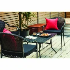 Style Selections Pelham Bay Outdoor Table with Round Corners - Steel - 40-in x 22.5-in x 20.25-in - Black -Style Selections Sales Store 47865006d L