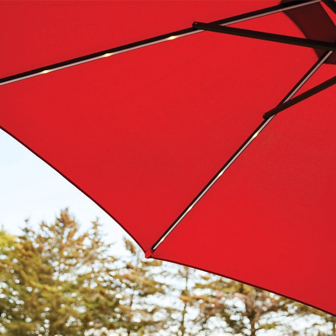 Style Selections Vinehaven Market Umbrella with LED Lighting - Aluminum and Olefin - Tiltable - Red 5 Style Selections Vinehaven Market Umbrella with LED Lighting - Aluminum and Olefin - Tiltable - Red - Image 3