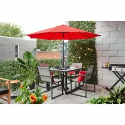 Style Selections Tiltable Umbrella - Aluminum and Red Olefin - 9-ft 8 Style Selections Tiltable Umbrella - Aluminum and Red Olefin - 9-ft -Style Selections Sales Store 48655012c L