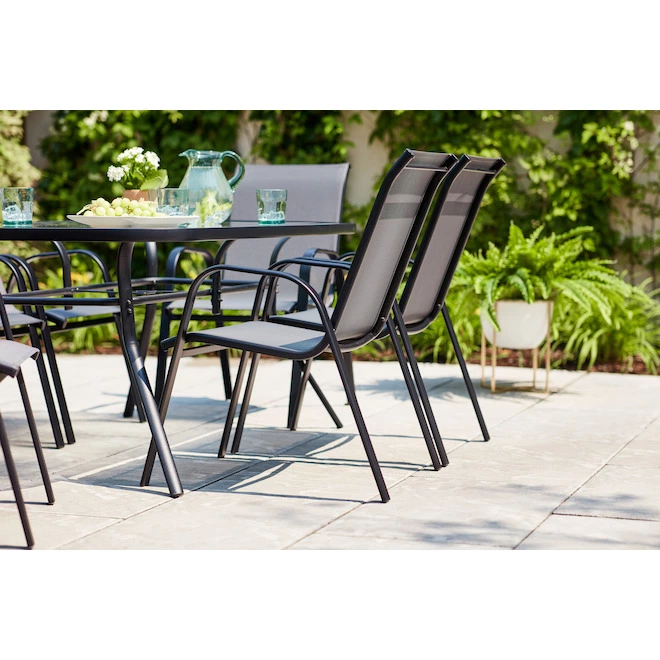 Style Selections Stackable Patio Chair - Powder-Coated Frame - Charcoal Grey 5 Style Selections Stackable Patio Chair - Powder-Coated Frame - Charcoal Grey - Image 3