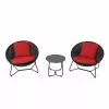 Kameron 3-Piece Bistro Set - Steel/Wicker/Olefin - Black and Red -Style Selections Sales Store 48655057 L
