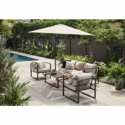 Style Selections Greige 10-ft Offset Patio Umbrella - Polyester 8 Style Selections Greige 10-ft Offset Patio Umbrella - Polyester -Style Selections Sales Store 48655103c L
