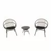 Style Selections Archer Conversation Set - 3 Pieces - Steel and Wicker - Black/ Grey -Style Selections Sales Store 48655109 L
