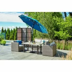 Style Selections Umbrella - 9-ft x 9-ft - Teal - Polyester -Style Selections Sales Store 48655112d L