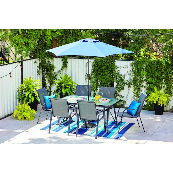 Style Selections Pelham Bay Rectangle Dining Table - Black Steel and Glass - 60-in x 38-in x 28-in 4 Style Selections Pelham Bay Rectangle Dining Table - Black Steel and Glass - 60-in x 38-in x 28-in - Image 2