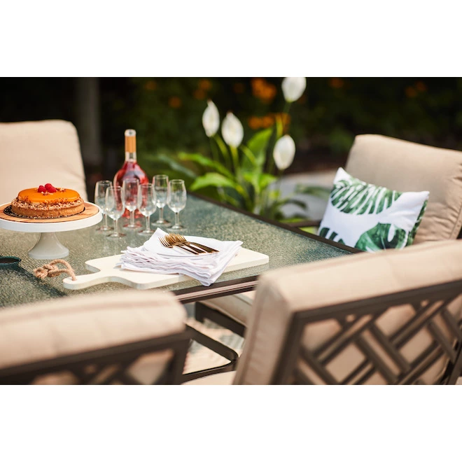 Style Selections Glenn Hill Rectangle Dining Table - Steel and Glass - Dark Brown - 66-in x 40-in x 28 1/4-in 4 Style Selections Glenn Hill Rectangle Dining Table - Steel and Glass - Dark Brown - 66-in x 40-in x 28 1/4-in - Image 2