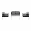 Style Selections 4-Piece Outdoor Conversation Set - Grey and White -Style Selections Sales Store 48655135 L