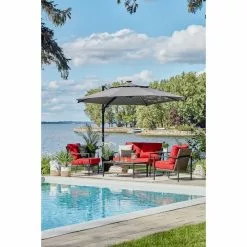 Style Selections Olefin Offset Lighted 11-ft Round Hanging Umbrella with Black Metal Frame 8 Style Selections Olefin Offset Lighted 11-ft Round Hanging Umbrella with Black Metal Frame -Style Selections Sales Store 48655149c L