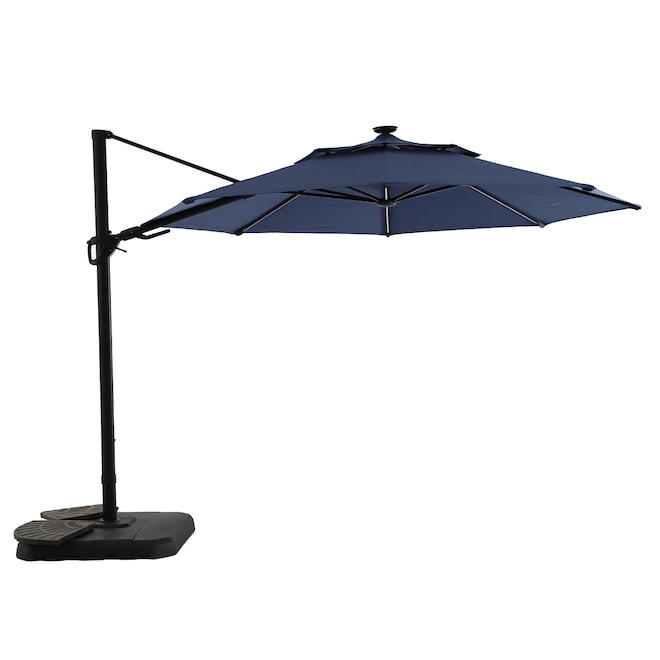 Style Selections 11-ft Offset Umbrella - Navy - Aluminum 3 Style Selections 11-ft Offset Umbrella - Navy - Aluminum