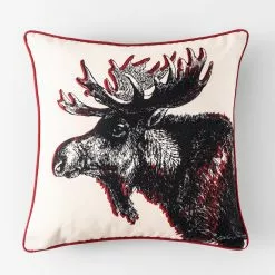 Style Selections Outdoor Cushion - Moose Print - Black/White - 18-in W x 18-in L