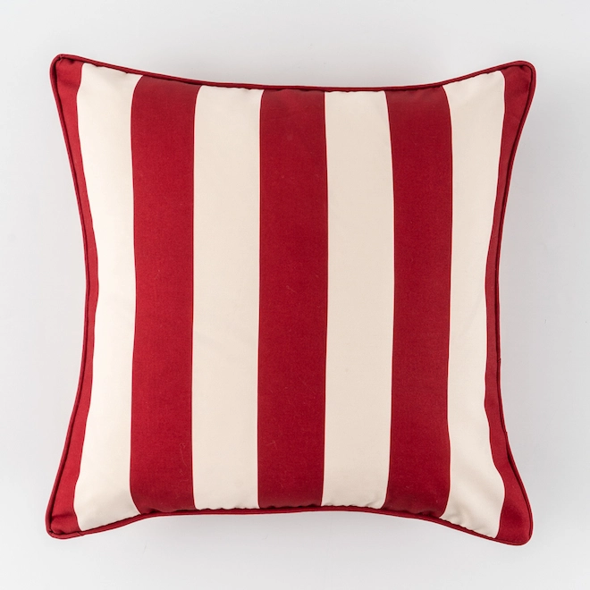 Style Selections Outdoor Cushion - Red/White Stripes - 18-in W x 18-in L 3 Style Selections Outdoor Cushion - Red/White Stripes - 18-in W x 18-in L