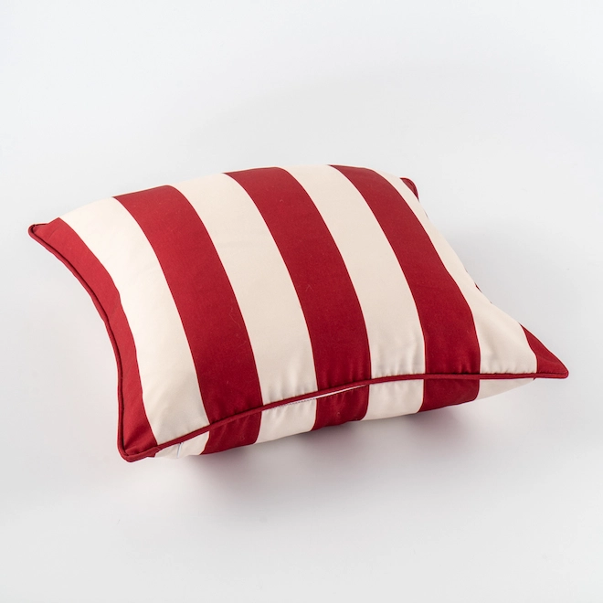Style Selections Outdoor Cushion - Red/White Stripes - 18-in W x 18-in L 4 Style Selections Outdoor Cushion - Red/White Stripes - 18-in W x 18-in L - Image 2