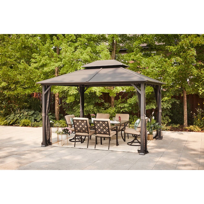 Style Selections Vented Roof Gazebo - 10-ft x 12-ft - Galvanized Steel - Grey 3 Style Selections Vented Roof Gazebo - 10-ft x 12-ft - Galvanized Steel - Grey - Image 2