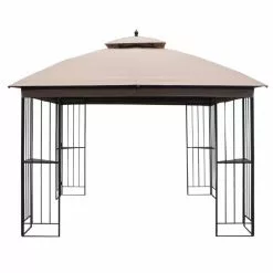 Style Selections Square Gazebo with Vented Double Roof - 10.83-ft x 9.81-ft - Brown